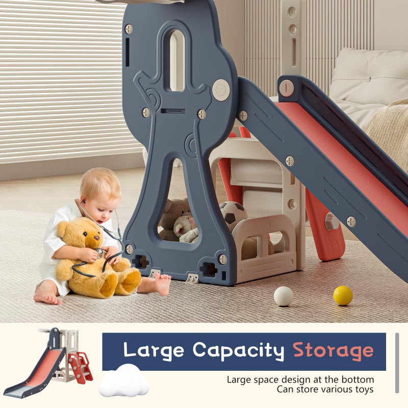 Baotree Toddler Slide,Kids Climber Slide with Storage Space and Non-Slip Steps,Indoor Outdoor Playset with Basketball Hoopa and Telescope,Slide for Toddlers Age 1-3 (Red) - Image 5