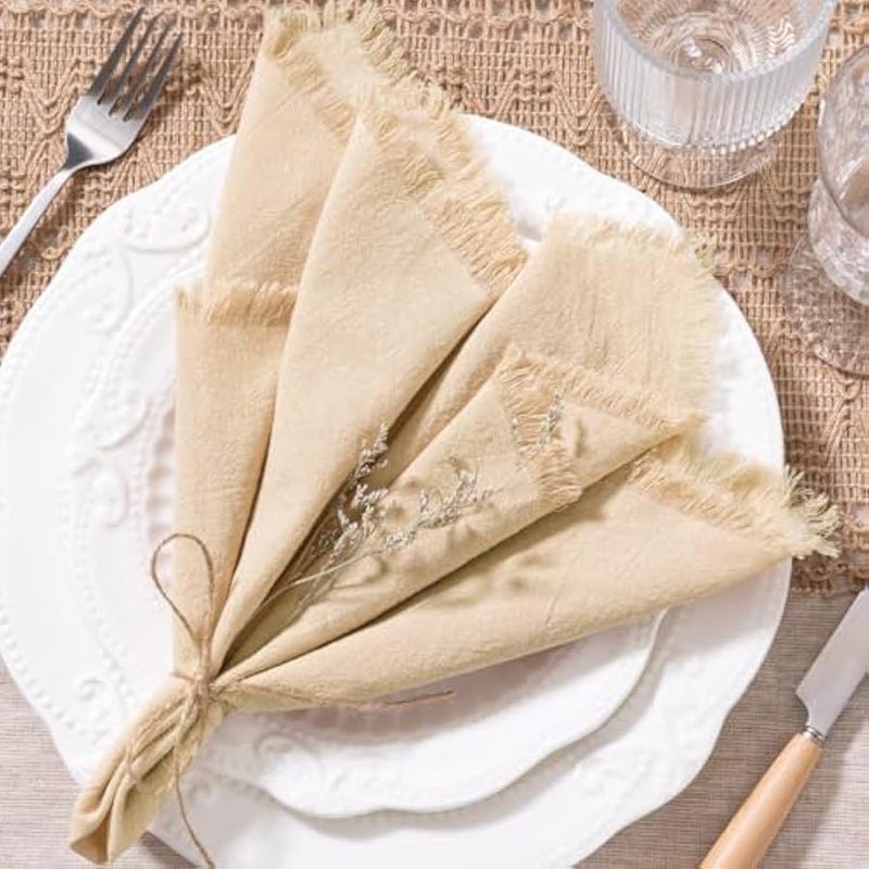 Linen Napkins Champagne Fall Thanksgiving Cloth Napkins Bulk Washable Cotton Napkins Set of 10 17x17 for Wedding Party Bridal Baby Shower Birthday Table Decorations - Image 3