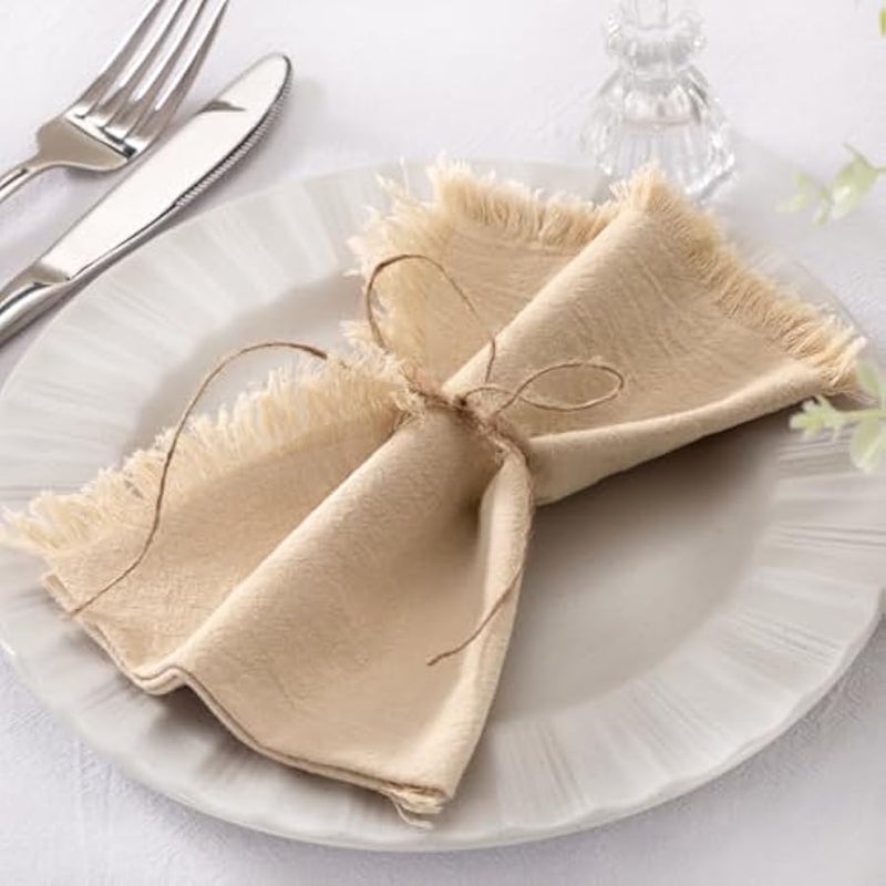 Linen Napkins Champagne Fall Thanksgiving Cloth Napkins Bulk Washable Cotton Napkins Set of 10 17x17 for Wedding Party Bridal Baby Shower Birthday Table Decorations - Image 1