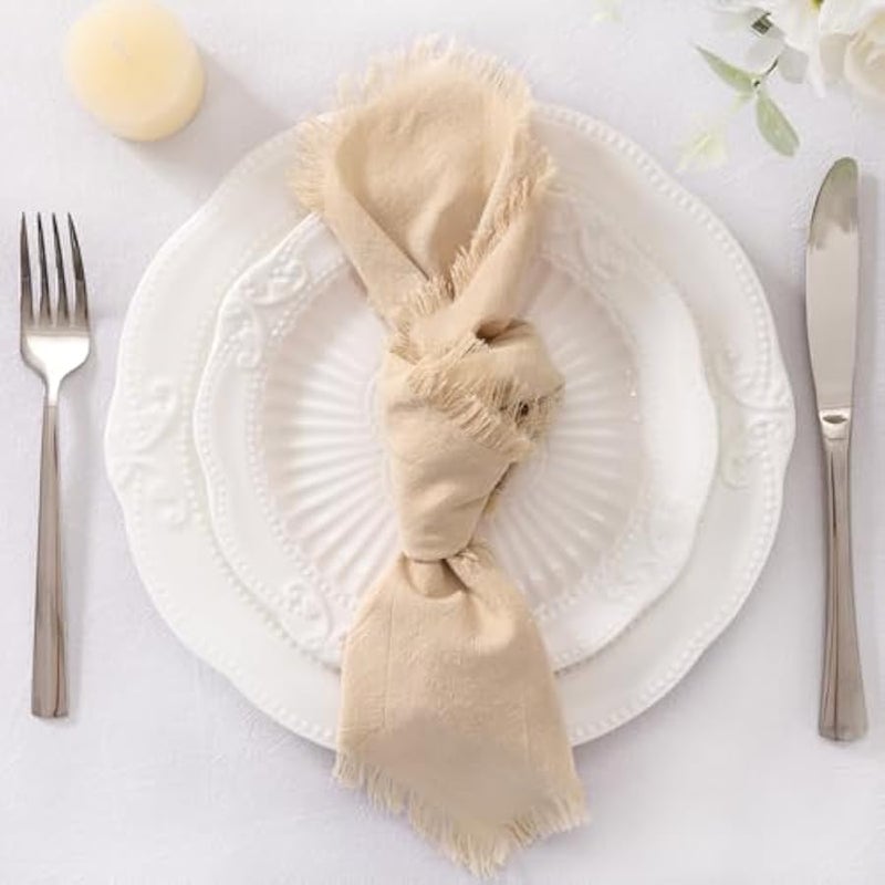 Linen Napkins Champagne Fall Thanksgiving Cloth Napkins Bulk Washable Cotton Napkins Set of 10 17x17 for Wedding Party Bridal Baby Shower Birthday Table Decorations - Image 4