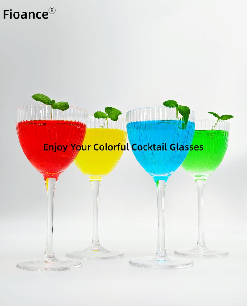 Fioance Nick and Nora Cocktail Glass, Set of 4pcs W/ whole foam protector, Drop Test OK. Standard 5oz Vol for Martini &Coffee Espresso,Man Blown- Seamless Vintage & Texture-Elegant Coupe -Home,Valentine Gifts - Image 3