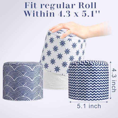 Hoolerry 6 Pcs Decorative Toilet Paper Roll Cover Fit Regular Roll Within 43 x 51 Reusable Felt Fabric Toilet Tissue Holder Paper Cover Wrap for Women Gift Bathroom Decor HotelNautical - Image 3