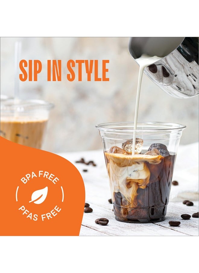 Stack Man 12 oz Clear Plastic Cups with Straw-Slot Lids [100 Sets] PET Crystal Clear Disposable 12oz Plastic Cups with Lids - Crystal Clear, Durable Cup. BPA Free + Crack Resistant, for Coffee, Juice, Shakes  - Image 3