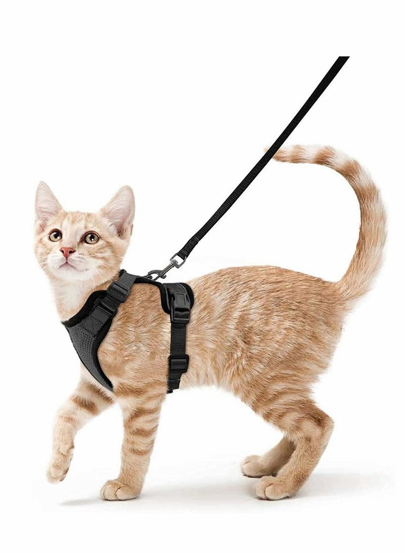 Y&D Cat Harness and Leash for Walking, Escape Proof Soft Adjustable Vest Harnesses Cats, Easy Control Breathable Jacket, Black (S) - Image 1