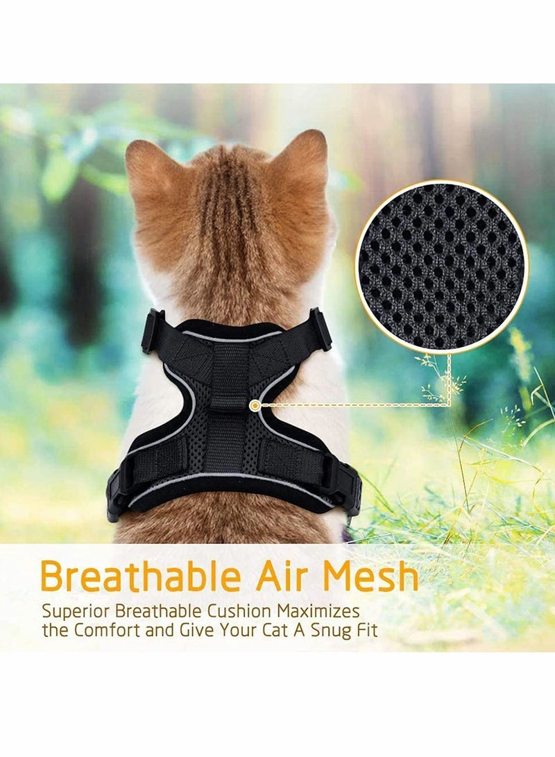 Y&D Cat Harness and Leash for Walking, Escape Proof Soft Adjustable Vest Harnesses Cats, Easy Control Breathable Jacket, Black (S) - Image 4