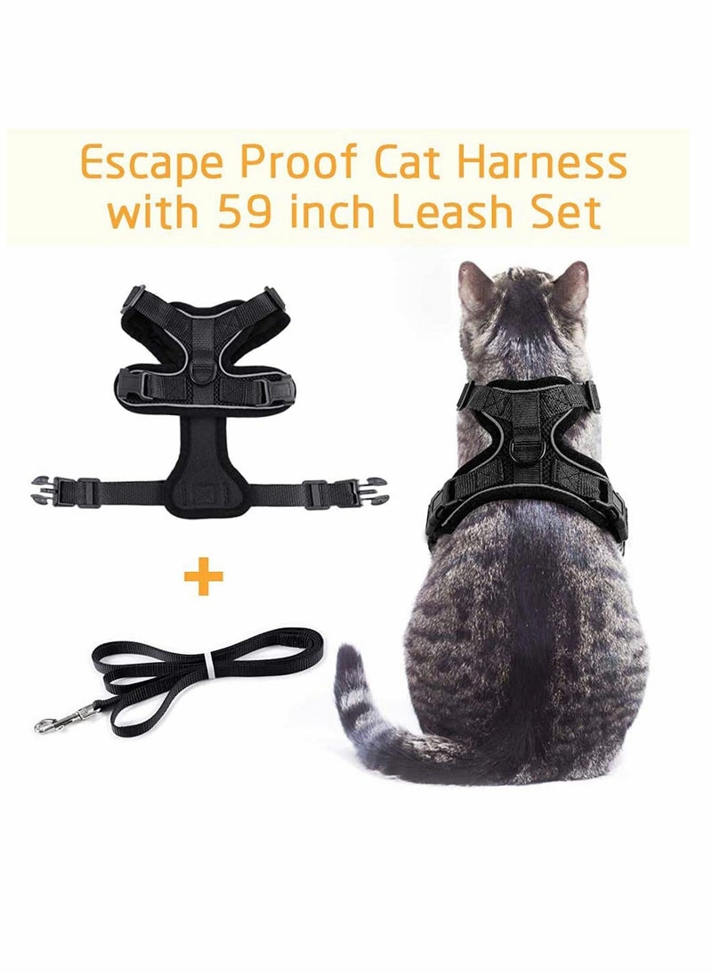 Y&D Cat Harness and Leash for Walking, Escape Proof Soft Adjustable Vest Harnesses Cats, Easy Control Breathable Jacket, Black (S) - Image 2