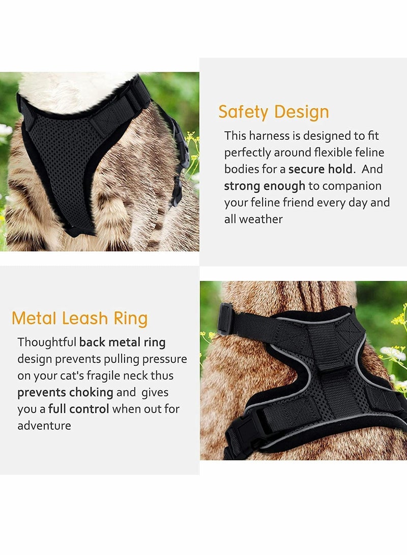 Y&D Cat Harness and Leash for Walking, Escape Proof Soft Adjustable Vest Harnesses Cats, Easy Control Breathable Jacket, Black (S) - Image 5