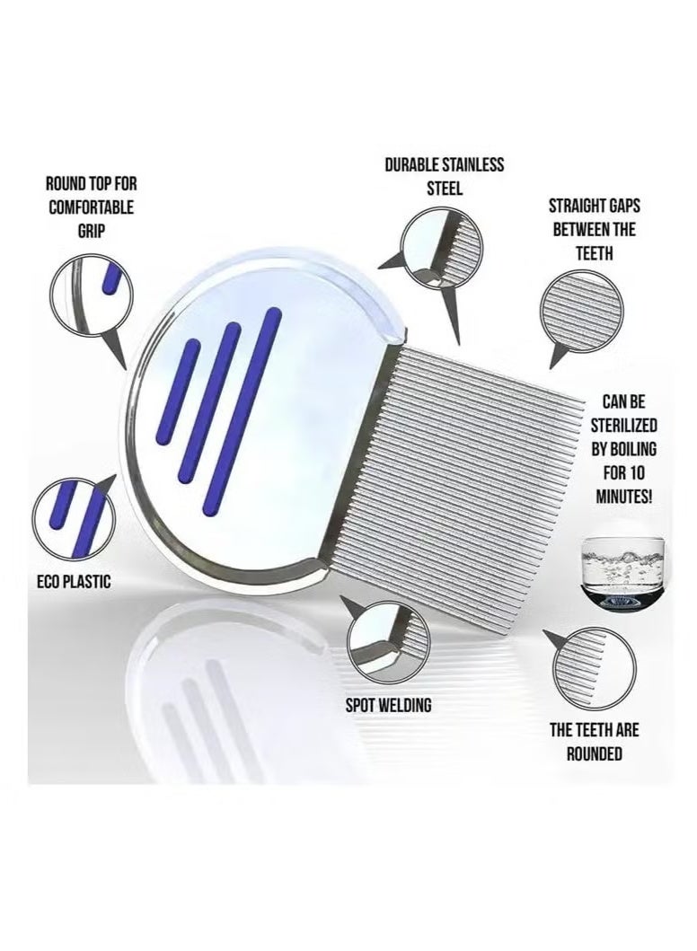 Lice Comb-Professional Stainless Steel Comb- Quick Results for Head Lice Treatment - Suitable for All Hair Types,| Dandruff Comb | Psoriasis Comb-Lice Brush（2 pack） - Image 2