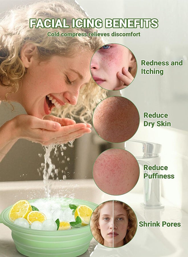 Lemon Ice Face Bowl, Puffiness Relief, Skin-Soothing Ice Basket with Built-In Ice Tray, After Sun Care, Quick Cooling Foldable Design for Enjoying a Refreshing Ice Bath Experience - Image 3