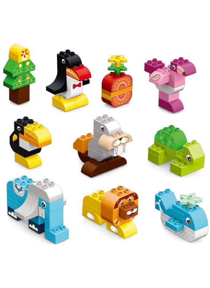 Kikibebe - Plum blossom shape Building block table with 1 chair 100PCS building blocks-Deep lake Green - Image 1