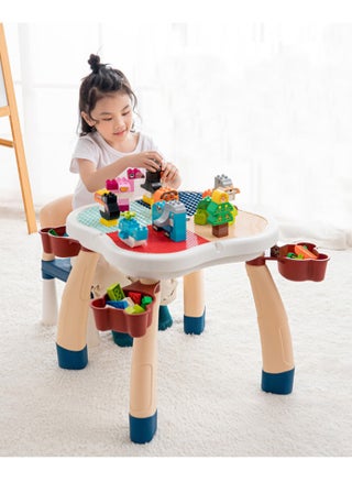 Kikibebe Plum Blossom Shape Building Block Table with Chair and 100PCS Blocks – Multi-Functional Kids Activity Table with Rotating Storage Bins (Deep Lake Green) - pzsku/Z9E13FE800A1F4516ED1DZ/45/_/1739792901/866aee93-9628-4116-8708-ed4ecd05377d
