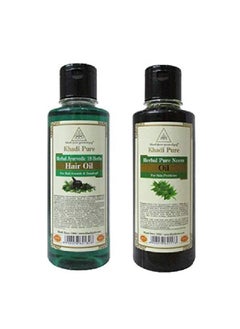 Khadi Pure 18 Herbs & Neem Hair Oil 210 ml (Pack of 2)  - Image 1