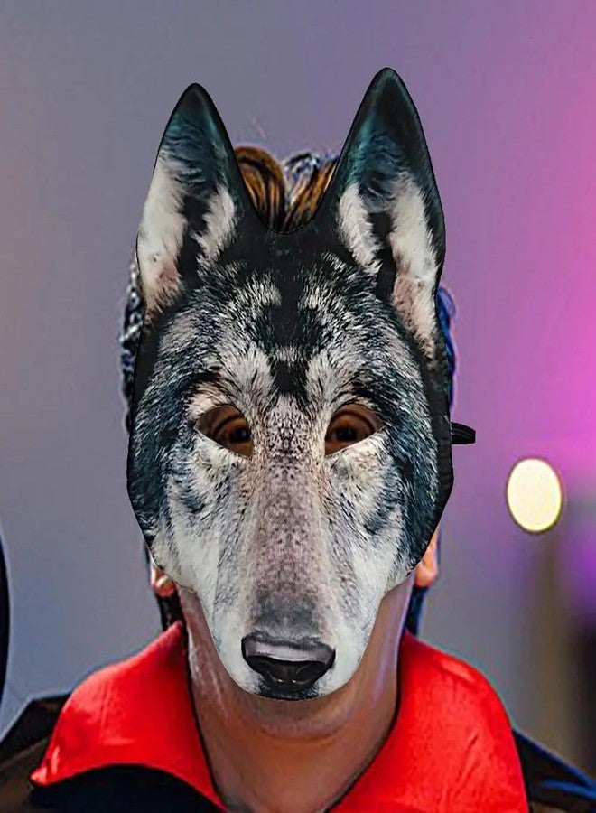 Hosfairy 1Pcs Wolf Mask Halloween Half Face Wolf Mask Masquerade Masks for Halloween Christmas Carnival Cosplay Costume Accessories (Grey) - Image 5