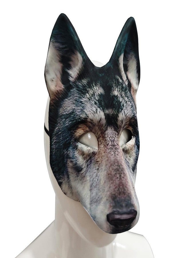 Hosfairy 1Pcs Wolf Mask Halloween Half Face Wolf Mask Masquerade Masks for Halloween Christmas Carnival Cosplay Costume Accessories (Grey) - Image 4