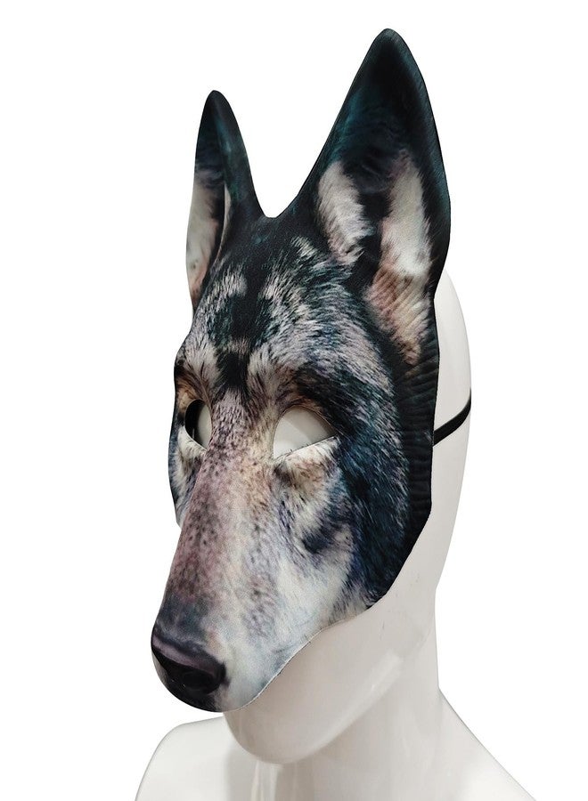 Hosfairy 1Pcs Wolf Mask Halloween Half Face Wolf Mask Masquerade Masks for Halloween Christmas Carnival Cosplay Costume Accessories (Grey) - Image 3