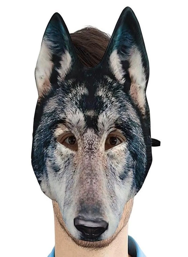 Hosfairy 1Pcs Wolf Mask Halloween Half Face Wolf Mask Masquerade Masks for Halloween Christmas Carnival Cosplay Costume Accessories (Grey) - Image 2