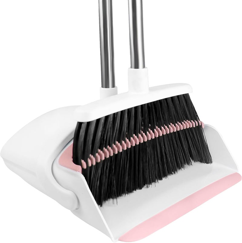 BSKLIN Broom with Dustpan Combo Set for Home 54-in Long Adjustable Handle Angle Broom and Dustpan Set with Dustpan Comb Teeth for Sweeping Pet Hair Food Dirt Kitchen - Image 1