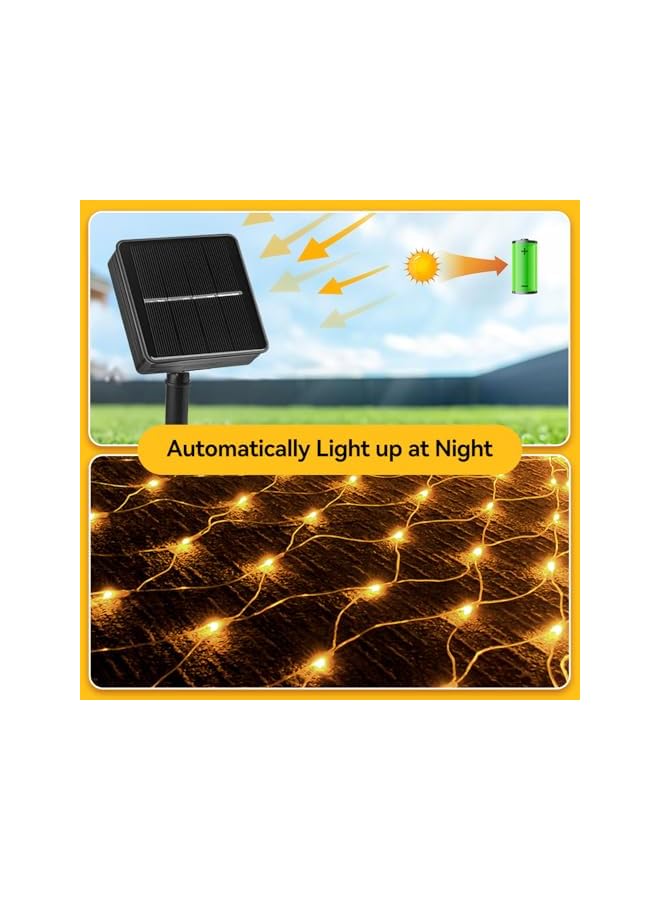 The Bros أضواء الشبكة الشمسية الخارجية مع جهاز التحكم عن بعد 3م × 2م/9.8 × 6.6 قدم 192 ليد IP65 أضواء مقاومة للماء لرمضان ديوالي حفلة فناء حديقة سياج جدار عيد الميلاد عطلة - Image 5