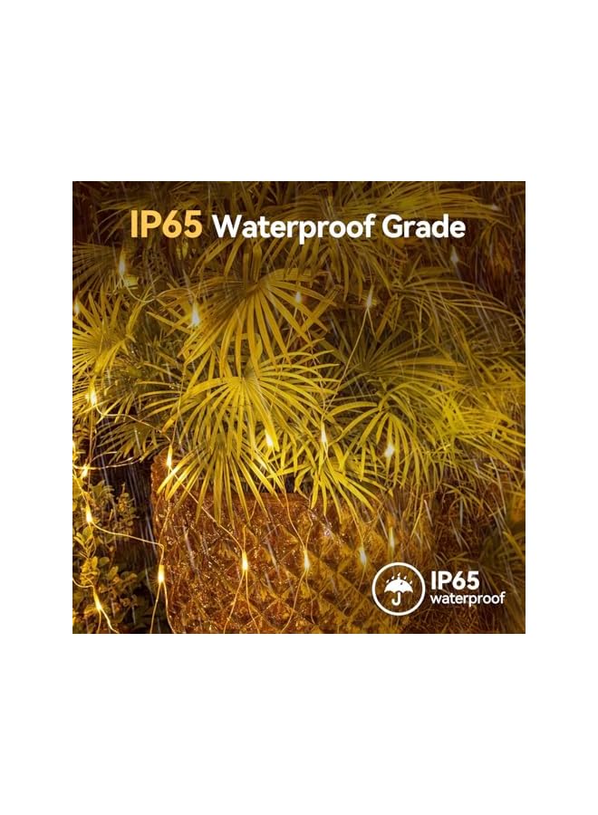 The Bros أضواء الشبكة الشمسية الخارجية مع جهاز التحكم عن بعد 3م × 2م/9.8 × 6.6 قدم 192 ليد IP65 أضواء مقاومة للماء لرمضان ديوالي حفلة فناء حديقة سياج جدار عيد الميلاد عطلة - Image 4