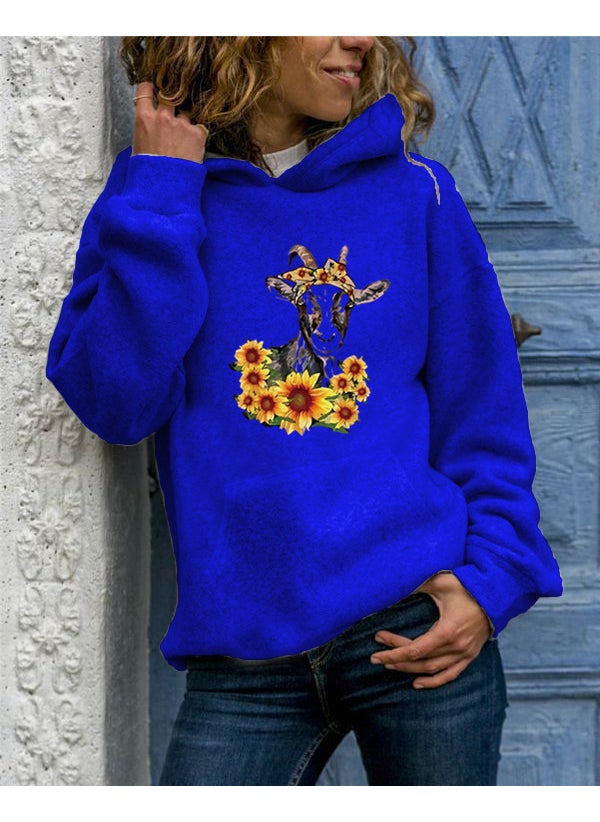 Generic - Long Sleeve Hoodie Womens Fashion Animal Print round Neck Pullover Sweatshirt Streetwear Style Comfortable Fit Polyester Fiber green hooded - Image 1