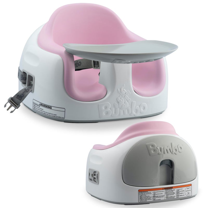 Bumbo 3in1 MultiSeat for 6 to 36 Months Travel Baby Feeding Play Floor Seat AllinOne Portable Booster with Tray Toddler High Chair Cradle Pink
