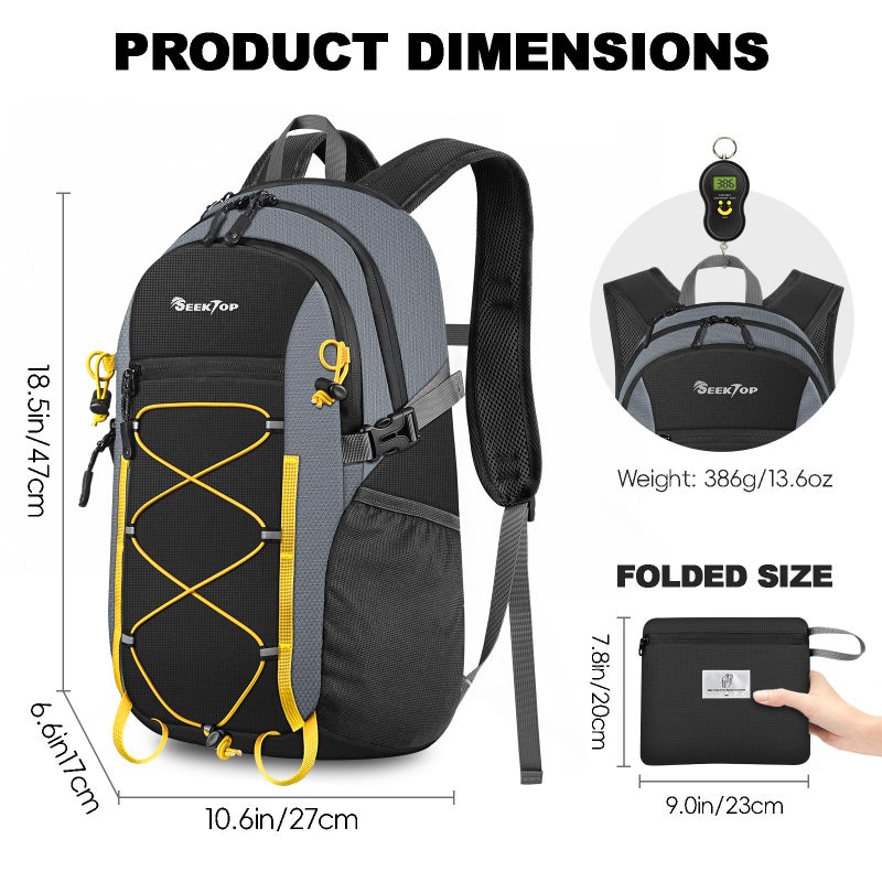 Seektop 20L Foldable Waterproof Hiking Backpack, Ultralight Small Lightweight Daypack Packable Backpack for Men Woman - Image 3