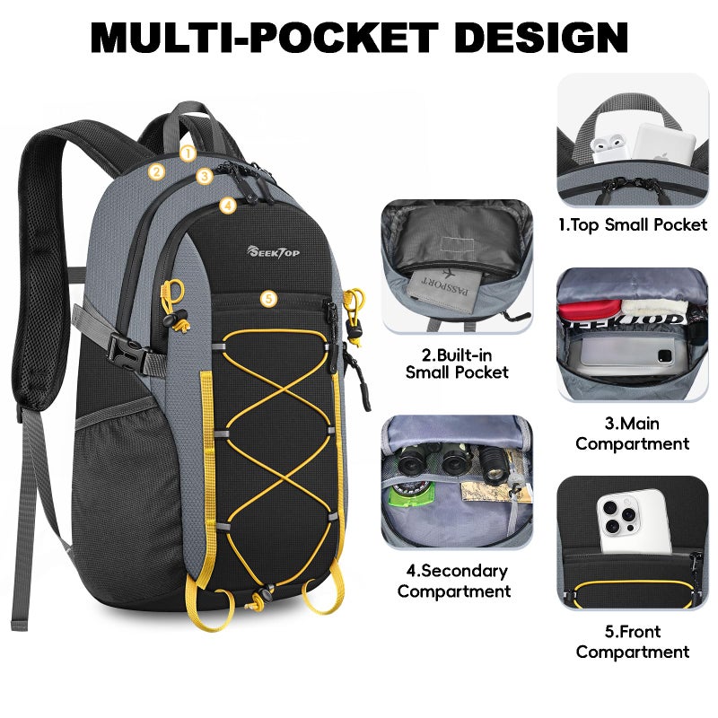 Seektop 20L Foldable Waterproof Hiking Backpack, Ultralight Small Lightweight Daypack Packable Backpack for Men Woman - Image 4