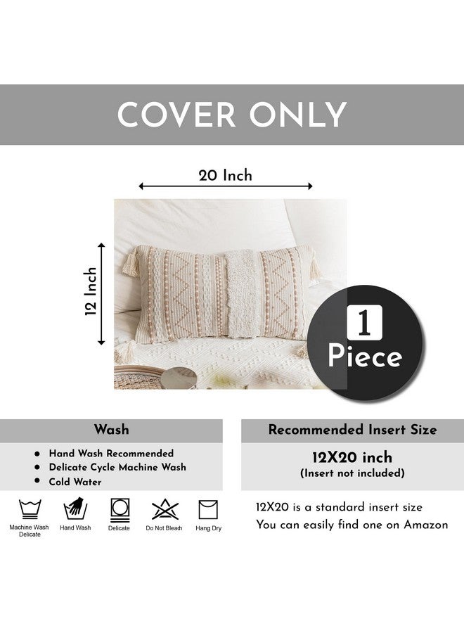 BlissBlush BlissBlush Decorative Lumbar Throw Pillow Cover 12x20 Cream Neutral White Rectangular Boho Accent Pillowcase Farmhouse Cushion for Couch Sofa Bedroom Living Home Décor (Cover ONLY, Pack of 1) - Image 2