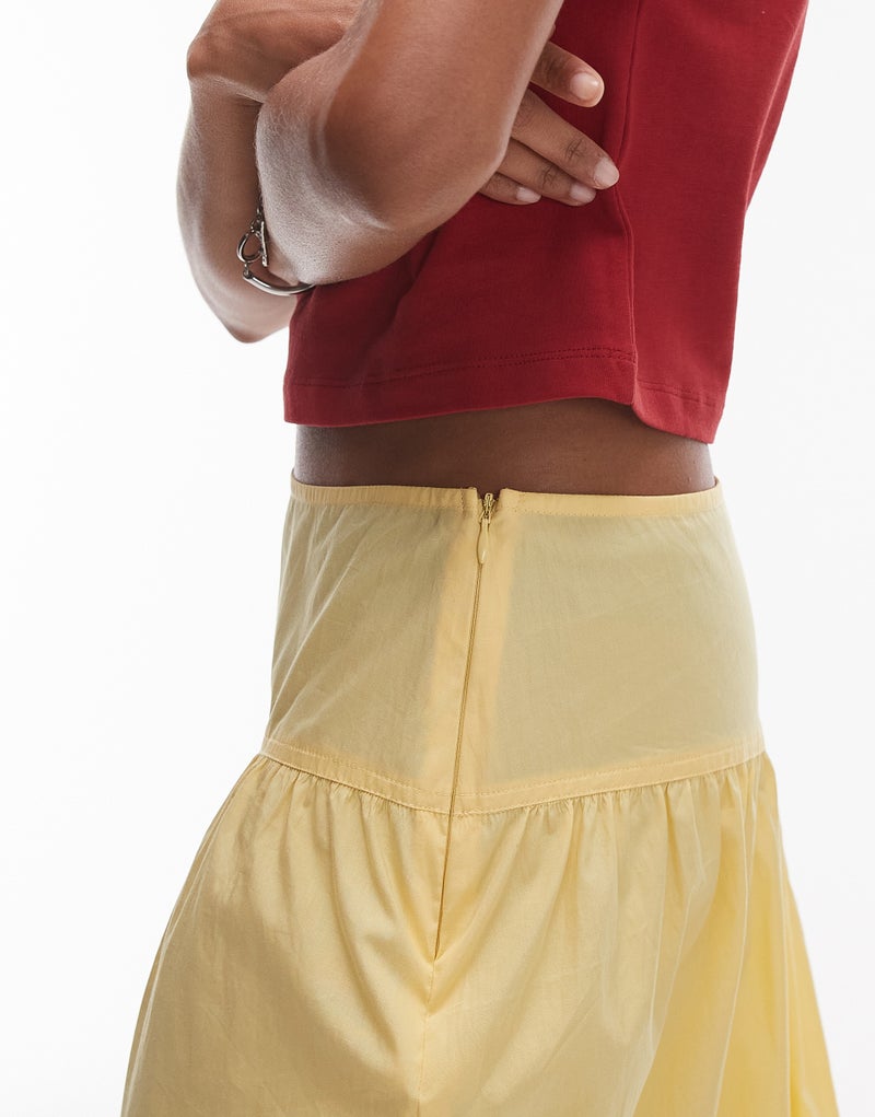 TOPSHOP Poplin Full   Curved Dropped Waist Skirt  - Image 3