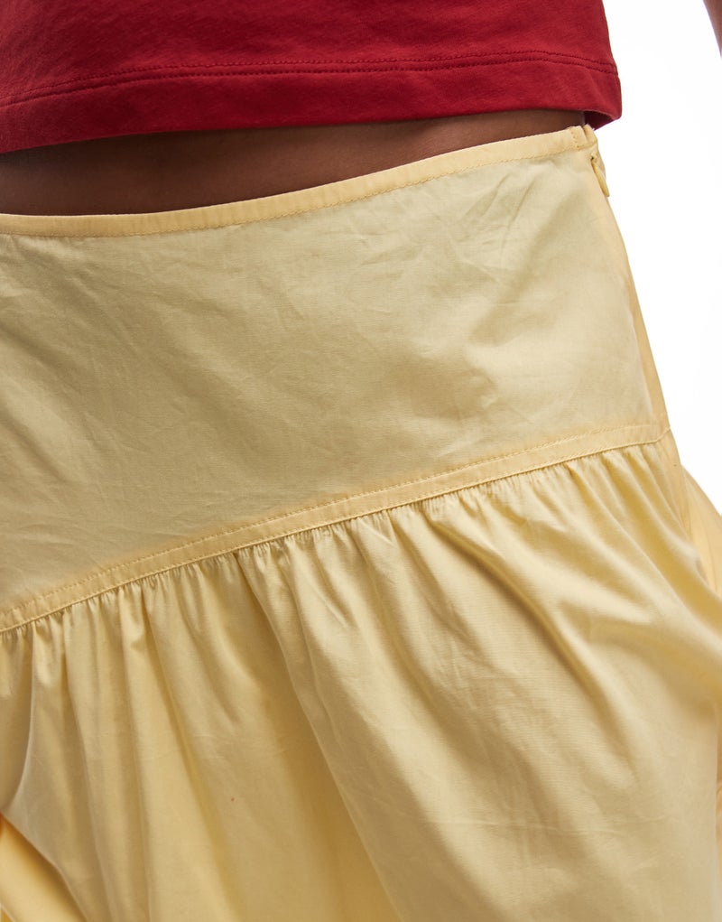 TOPSHOP Poplin Full   Curved Dropped Waist Skirt  - Image 4