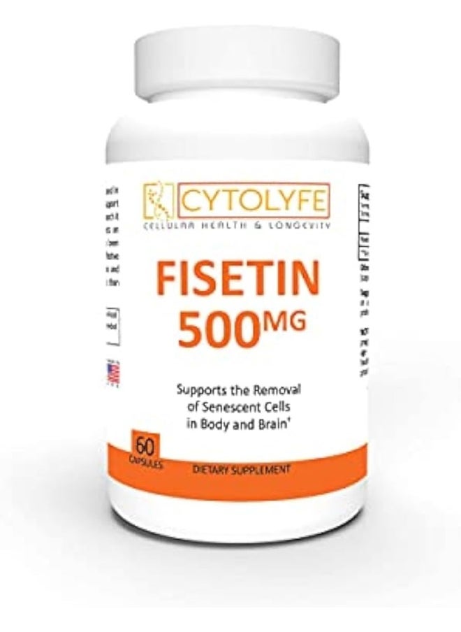 CYTOLYFE Fisetin 500Mg Senescent Cell Removal 98% Pure Fisetin 500Mg Therapeutic Dose 60 Capsules Senolytic Activator Anti-Aging Life Extension  - Image 1