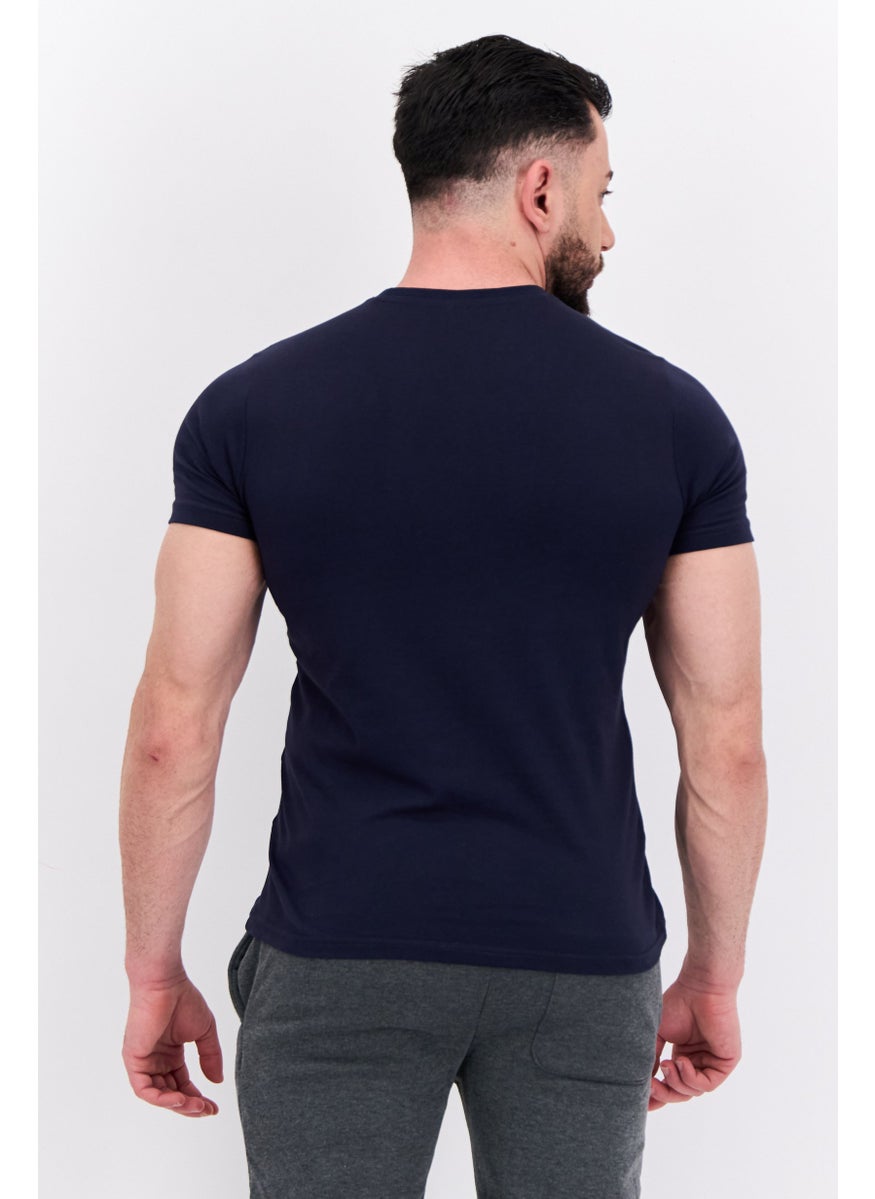 LOTTO Men Sportswear Fit Short Sleeve Outdoor T Shirt, Navy  - Image 2