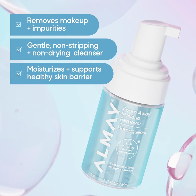 Almay Foam Away Makeup Remover, Gentle Face Cleanser, Hypoallergenic Face Wash, Cruelty-Free Skincare, Vegan, 100, 2.87 fl oz - Image 2