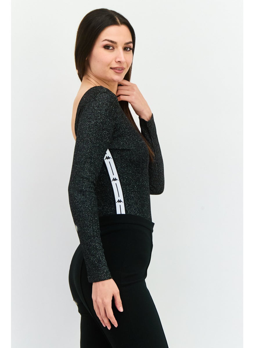 Kappa Women Textured Long Sleeve Bodysuit, Black  - Image 2