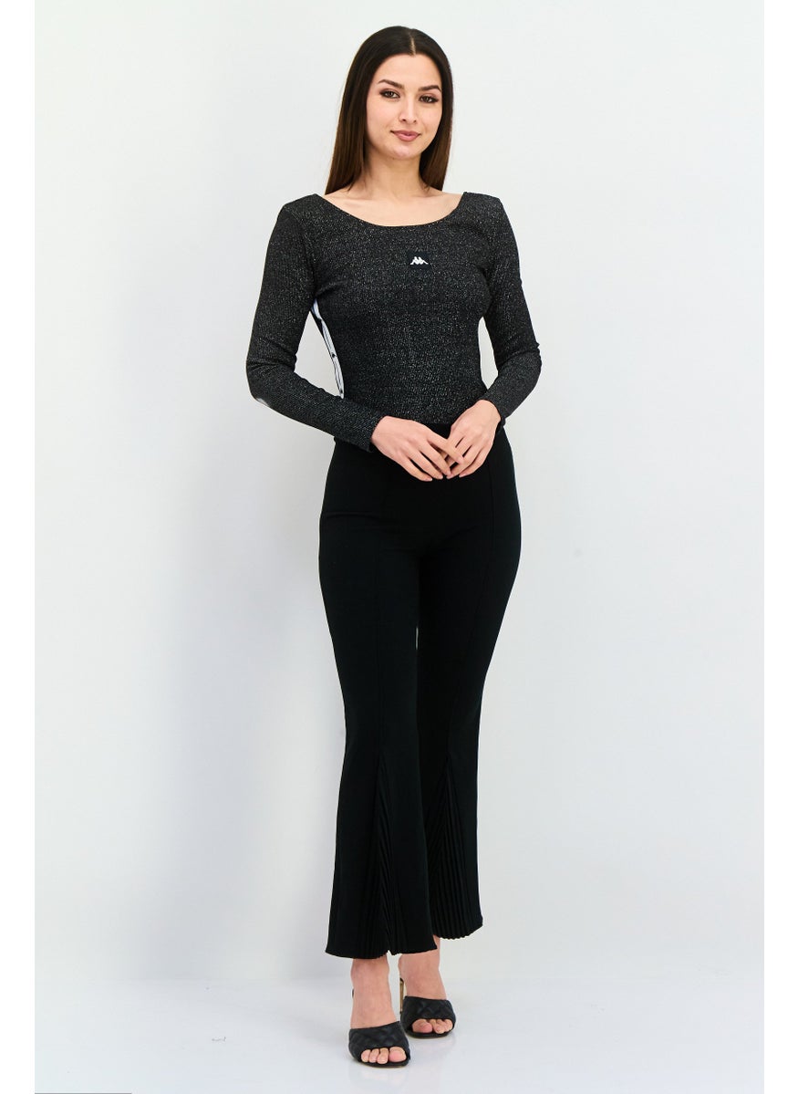 Kappa Women Textured Long Sleeve Bodysuit, Black  - Image 4