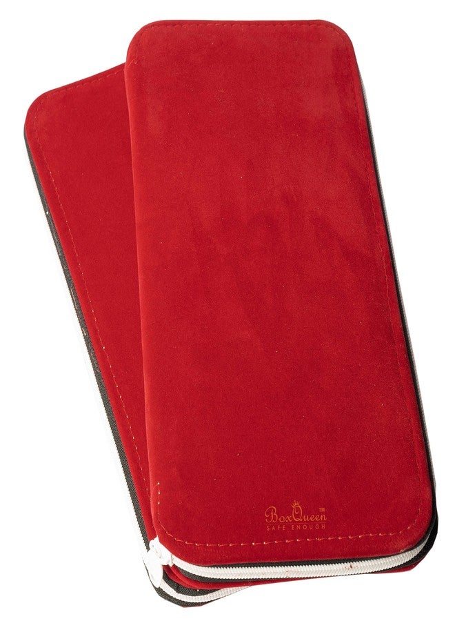 Box Queen Red Velvet Jewel Jewellery Zip Purse Pouch For Long Haram Necklace and Earring - Image 4