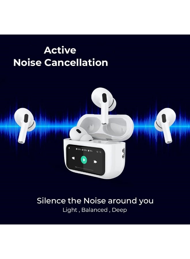 RENON Pulse True Wireless Bluetooth 5.4 Earbuds, Touch Screen Display Charging Case with 1.47” Display, ANC+ENC Noise Cancelling Headphones, 36H Playtime, Spatial Sound, IPX4 Waterproof - Image 5