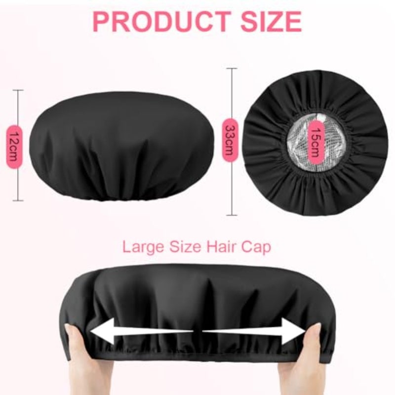 2 Pack Heat Caps Deep Conditioning Hair Caps, Double Layer Hot Oil Hair Treatment Heat Caps, Tin Foil Hair Heat Cap, Reusable Shower Caps Steam Caps Hair Dye Cap Tin Foil Hat for Home Salon Use - Image 2