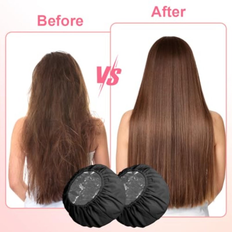 2 Pack Heat Caps Deep Conditioning Hair Caps, Double Layer Hot Oil Hair Treatment Heat Caps, Tin Foil Hair Heat Cap, Reusable Shower Caps Steam Caps Hair Dye Cap Tin Foil Hat for Home Salon Use - Image 3