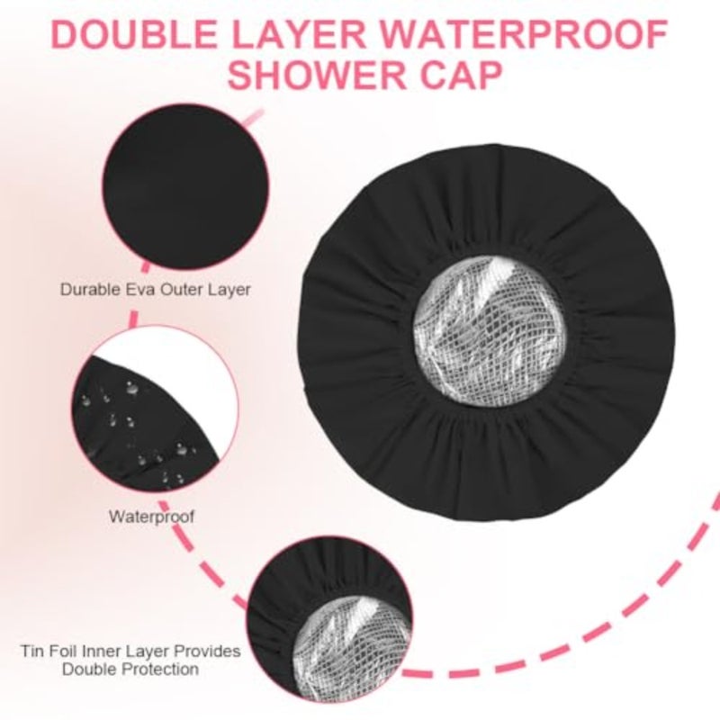 2 Pack Heat Caps Deep Conditioning Hair Caps, Double Layer Hot Oil Hair Treatment Heat Caps, Tin Foil Hair Heat Cap, Reusable Shower Caps Steam Caps Hair Dye Cap Tin Foil Hat for Home Salon Use - Image 4