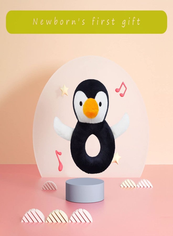 Doindute Baby Penguin Soft Rattle Toy, Penguin Plush Infant Shaker Rattle Easy-Grasp Stuffed Animal Toy, Gifts for Newborns Babies Toddlers Boys Girls, Black&White, 5 Inches - Image 4