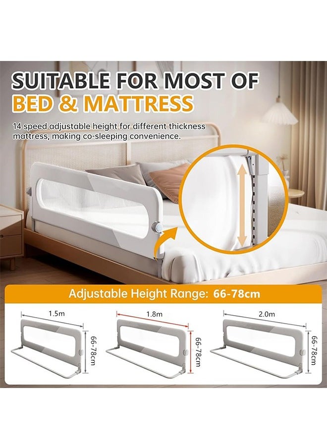 JCB CHIC - Bed Rail for Toddlers - 1.5M Toddler Bed Rails U Shape Baby Bed Rail Guard with Child Lock | Height Adjustable Kids Bed Guard Rail Safety Side Rails for Queen Size Bed - Image 1
