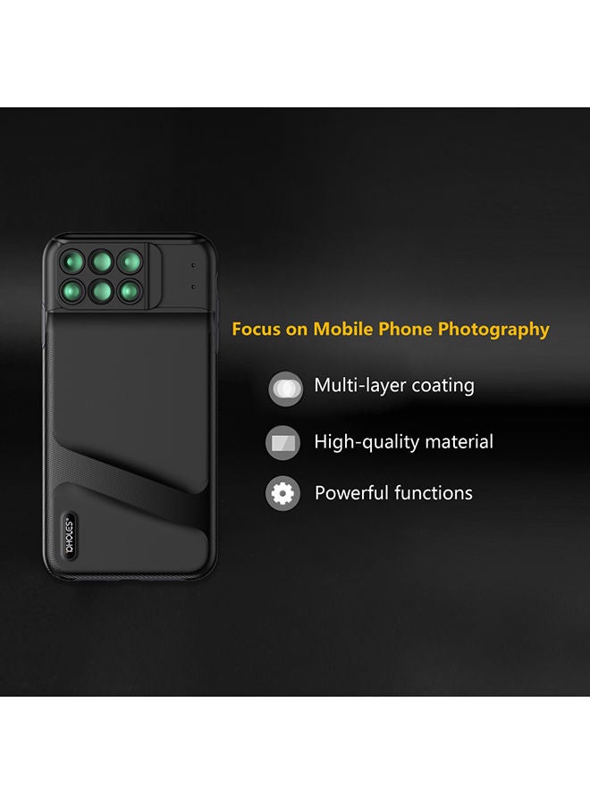 NIBEMINENT 6-In-1 Fisheye Wide Angle Macro Lens With Protective Phone Case For Apple iPhone Xs Max Black - Image 4