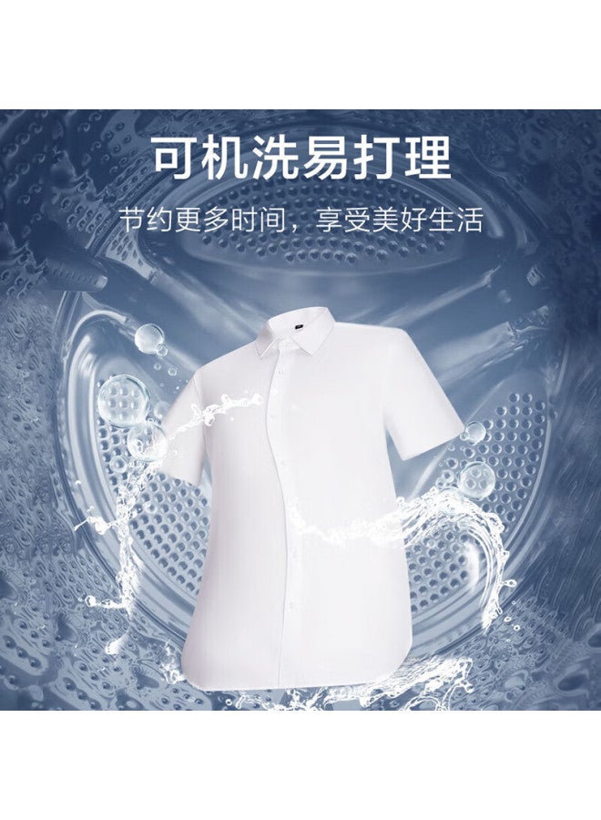 Romon Men's Wrinkle-resistant Non-iron Short Sleeve Business Shirt High-end Satin White Shirt Green 42 - Image 1