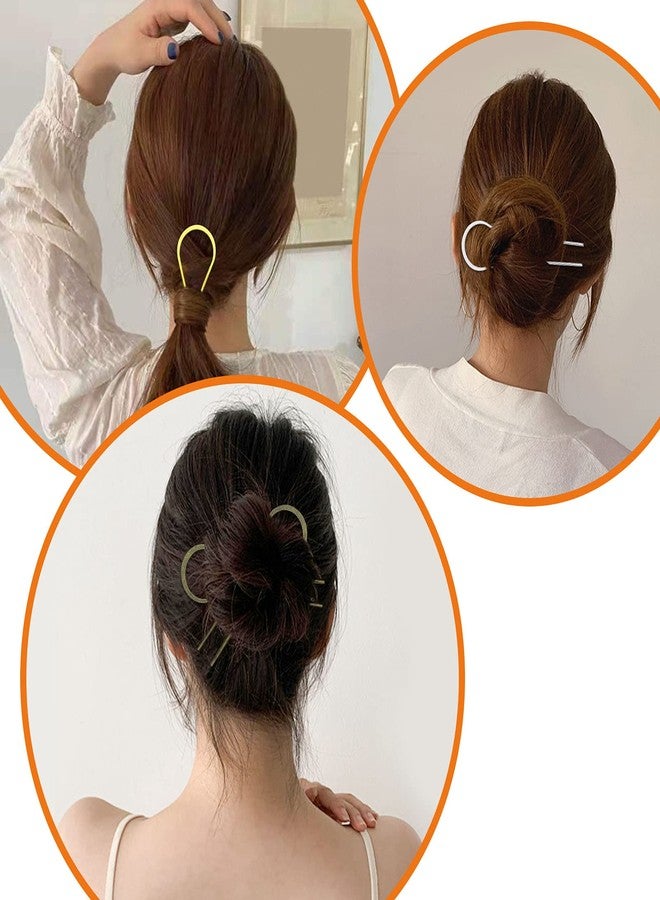 Oubaka 30Pcs Metal U Shaped Wave Curved Hair Pins,Ladies Hair Bun Hair Pin Long Hair Fork Pins Chopsticks Hairpins Picks for Women,Hair Styling Tool(Gold,white K,Antique bronze) - Image 3