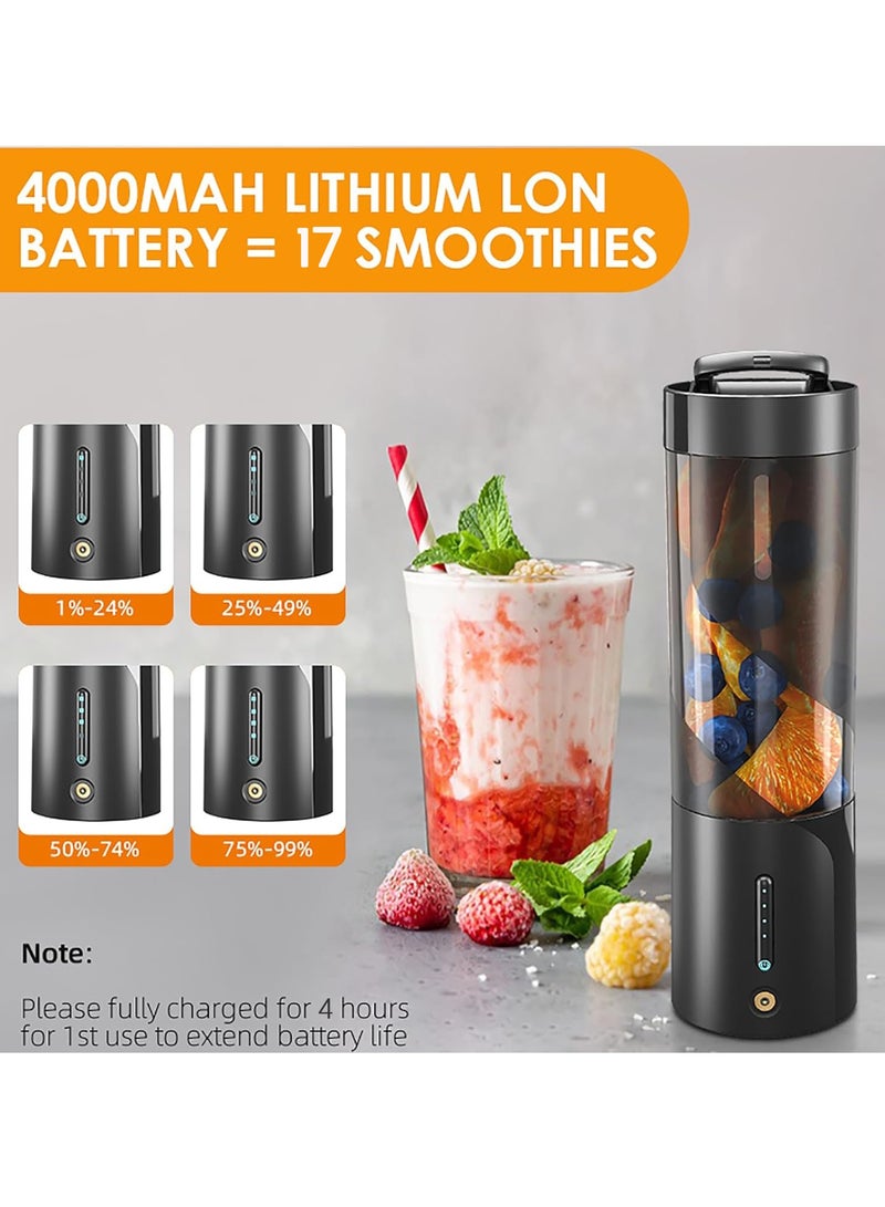 أميناك خلاط محمول ، خلاط بدون سلك للكوكتيلات والعصائر مع كوب سعة 16 أونصة وغطاء مقاوم للتسرب ، شفرات من الفولاذ المقاوم للصدأ لتحسين أداء الخلط ، قابل للشحن مغناطيسيًا ، أسود - Image 3
