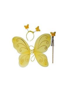 Generic Chuz N Pick Elegant Butterfly Shaped Wings Best Suitable for Girls (Little Kids ) Consist of a Fancy Butterfly Wing with a butterfly head band and a magic stick (Lemon Yellow)  - Image 1