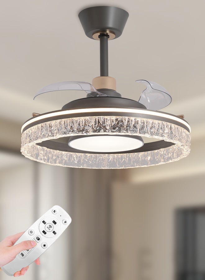 YATAI LIGHTING LED Ceiling Light with Fan, 50CM Black Flush Mount Fixture, Remote-Controlled Dimmable Lighting 3000K–6000K, CRI>90, Quiet Operation, Ideal for Bedroom, Living Room, Library,160W - Image 1