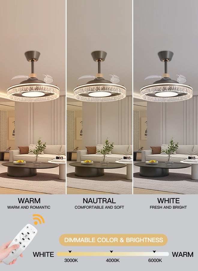 YATAI LIGHTING LED Ceiling Light with Fan, 50CM Black Flush Mount Fixture, Remote-Controlled Dimmable Lighting 3000K–6000K, CRI>90, Quiet Operation, Ideal for Bedroom, Living Room, Library,160W - Image 2