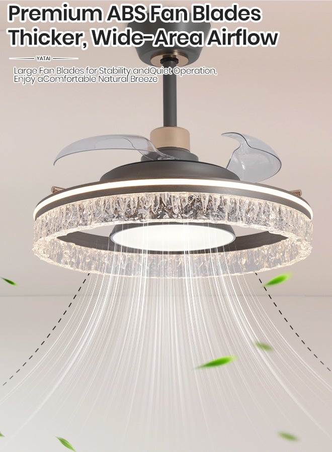 YATAI LIGHTING LED Ceiling Light with Fan, 50CM Black Flush Mount Fixture, Remote-Controlled Dimmable Lighting 3000K–6000K, CRI>90, Quiet Operation, Ideal for Bedroom, Living Room, Library,160W - Image 5